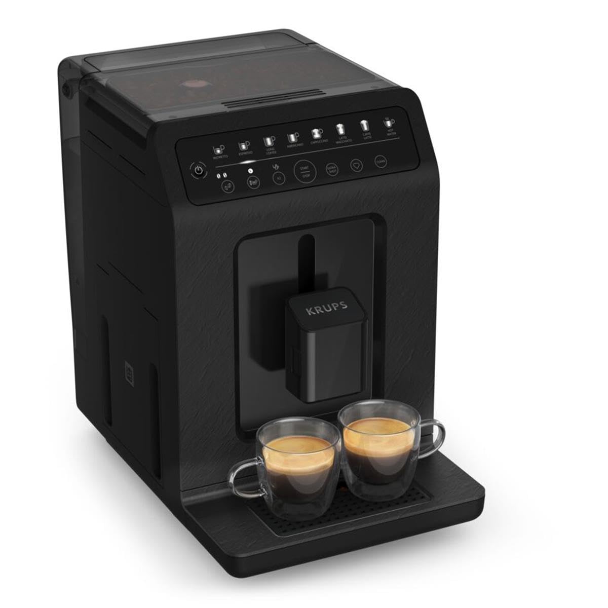 Krups Evidence Plus Kaffeevollautomat mit Milchschlauch, 19 Getränke, 2-Tassen-Funktion, Farbdisplay, Kaffeemaschine, TÜV-Siegel, Silber, EA894T10, Titanium-metallic