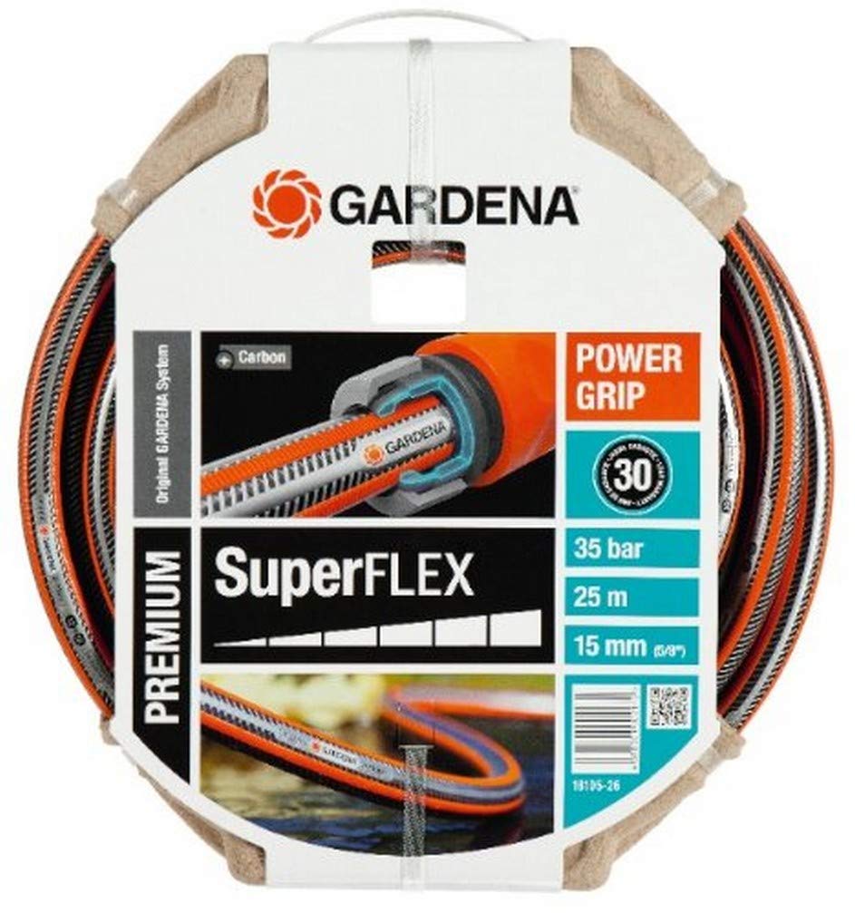 Gardena Premium SuperFLEX Schlauch 19 mm (3/4 Zoll), 25 m: Gartenschlauch mit Power-Grip-Profil, 35 bar Berstdruck, hochflexibel, formstabil, UV-beständig (18113-20)