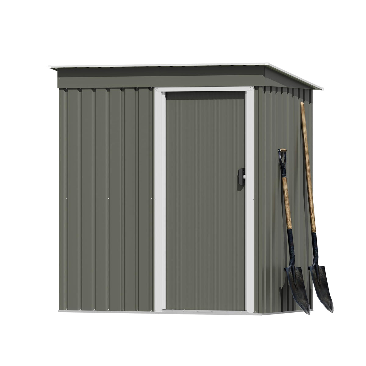 Devoko Metall Geräteschuppen 196x122x182cm mit Fundament, 4.2m³ Gerätehaus mit Oberlichte und Pultdach, Outdoor, Wetterfest, Fahrradschuppen, Gartenhaus für Terrasse, Rasen, Anthrazit