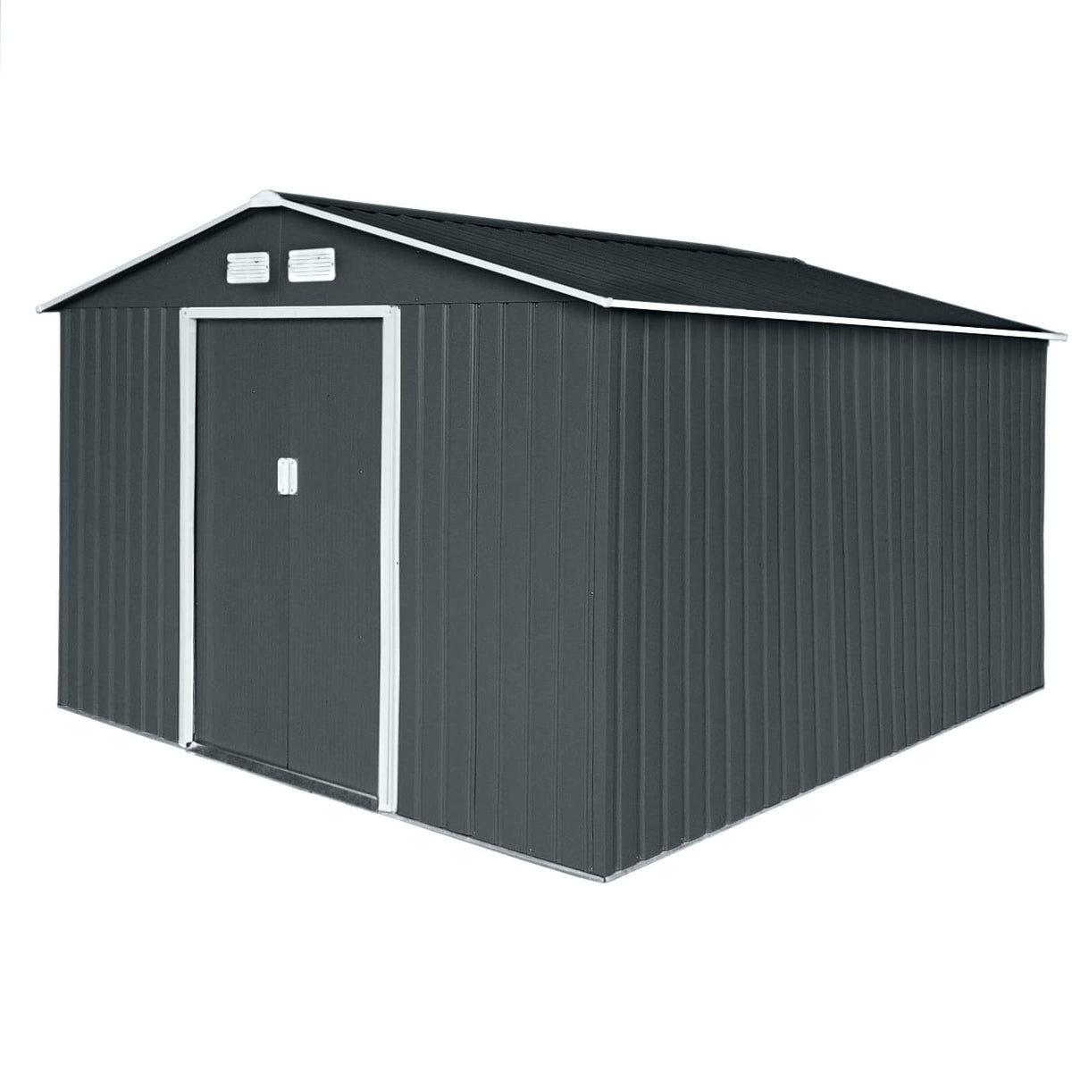 HATTORO P100 Gartenhaus mit Pultdach, Geräteschuppen 213x130x173cm, Gerätehaus mit 2 Schiebetüren, Belüftungsgitter & Metall-Rahmen, Modernes Grau/Anthrazit, Verzinkter Stahl