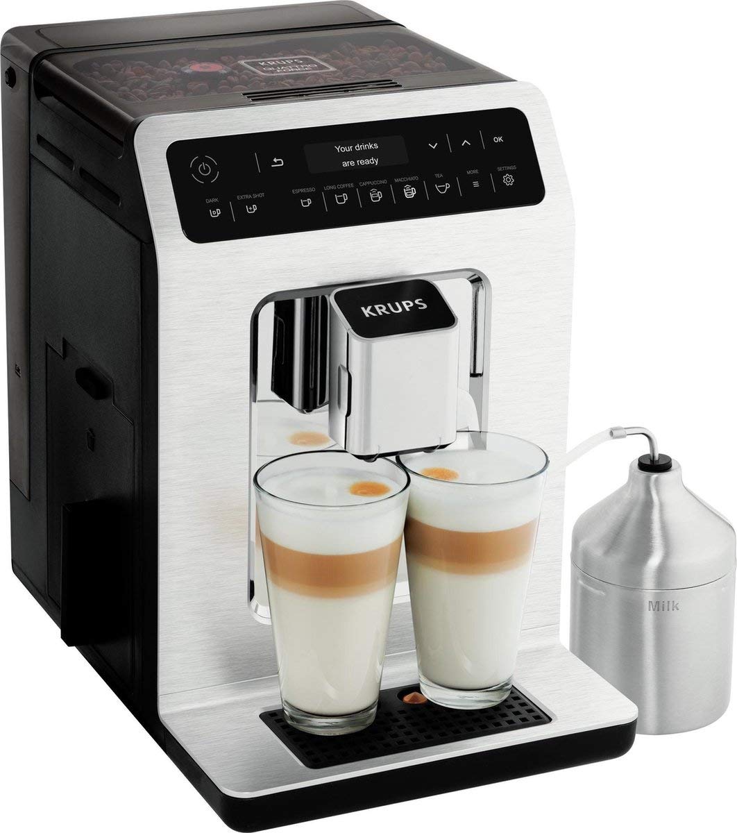 Krups EA8918 Evidence Kaffevollautomat | OLED-Display Barista Quattro Force Technologie | 12 Kaffee | 3 Tee Variationen | One-Touch-Cappuccino | 2-Tassen Funktion | schwarz