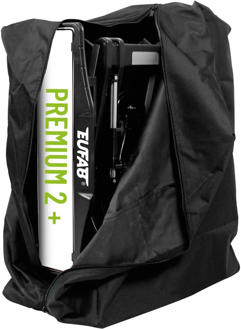 EUFAB 11523 Premium 2 Plus Fahrradträger, geeignet für E-Bikes, große Heckklappen, komplett vormontiert, Diebstahlschutz, für 2 Fahrräder, für Anhängerkupplung, schwarz/grau, B x H x T ca. 115 x