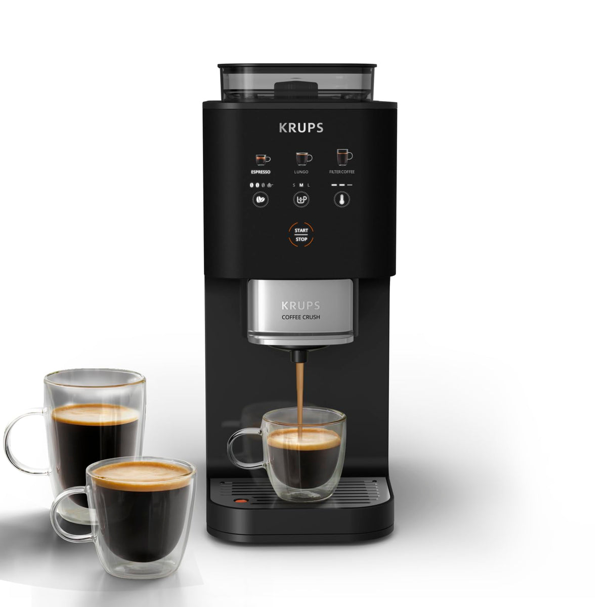 KRUPS Coffee Crush Extra Kaffeevollautomat, nur 15 cm breit, Beige