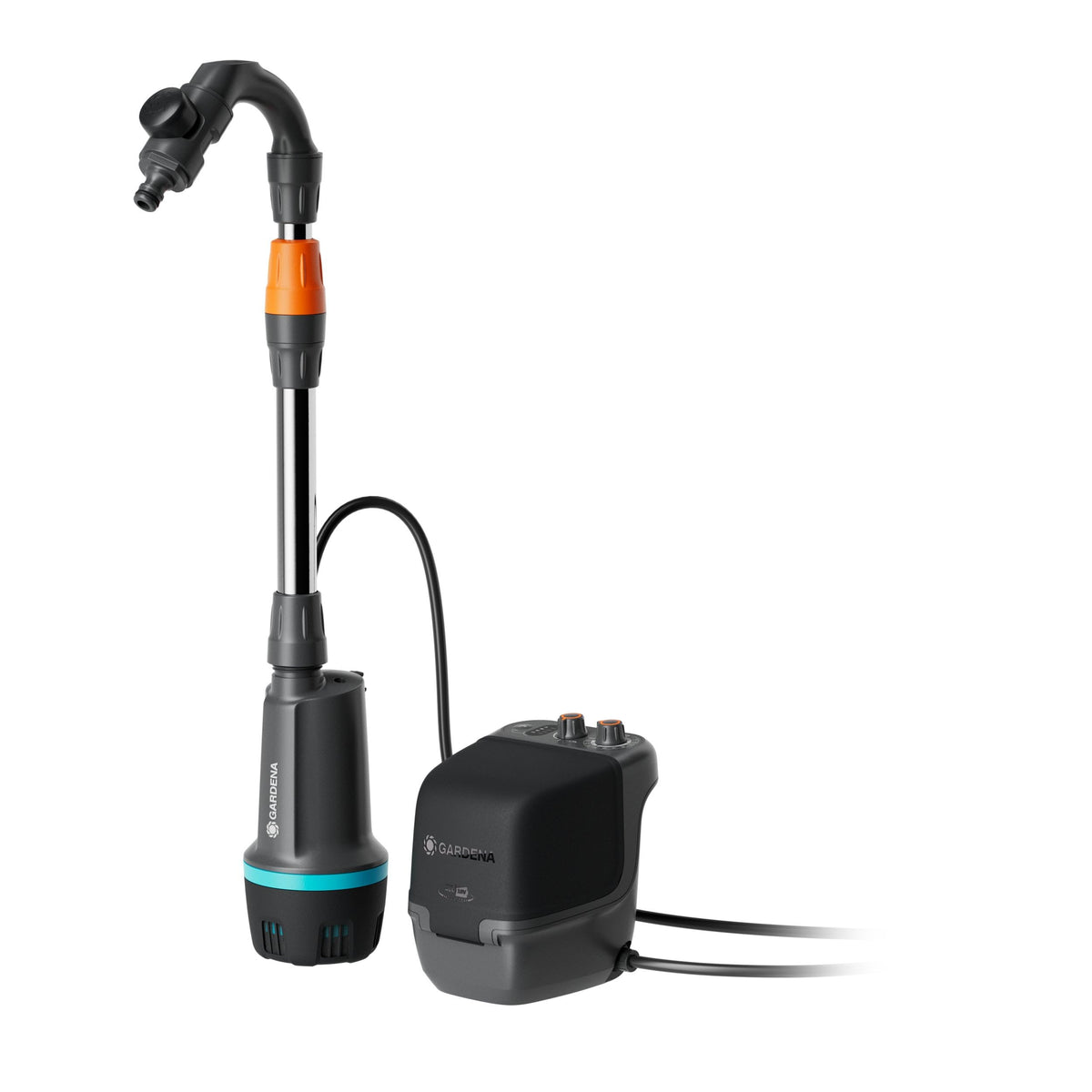 Gardena Akku-Regenfasspumpe 2600 Comfort 18V P4A Ready-To-Use Set: Bewässerungsintervalle, Leistungseinstellung, Passt zum Wasserbehälter, Konstanter Druck, Kabellos (14604-20)