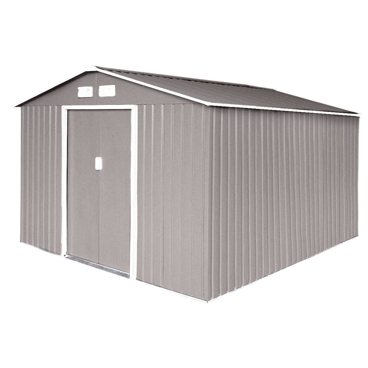 HATTORO P100 Gartenhaus mit Pultdach, Geräteschuppen 213x130x173cm, Gerätehaus mit 2 Schiebetüren, Belüftungsgitter & Metall-Rahmen, Modernes Grau/Anthrazit, Verzinkter Stahl