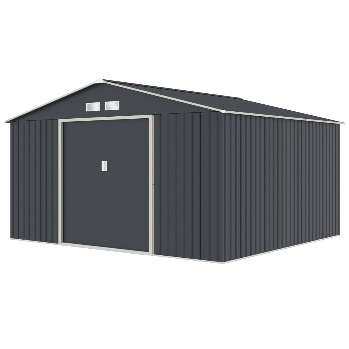 HATTORO P100 Gartenhaus mit Pultdach, Geräteschuppen 213x130x173cm, Gerätehaus mit 2 Schiebetüren, Belüftungsgitter & Metall-Rahmen, Modernes Grau/Anthrazit, Verzinkter Stahl