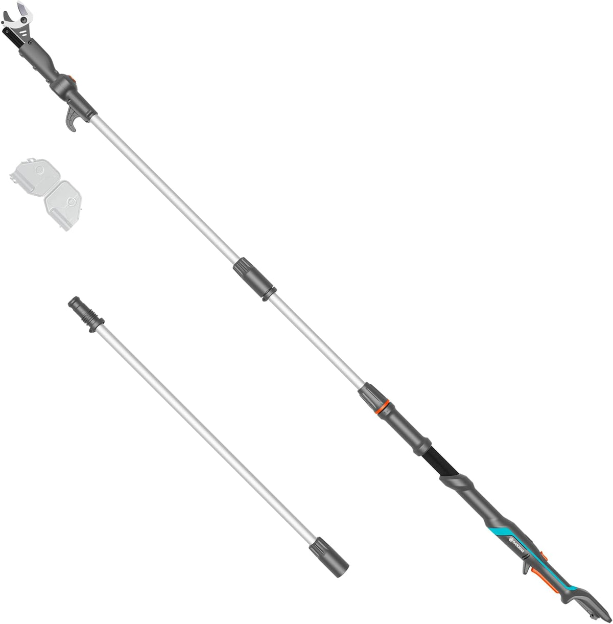 Gardena Akku-Teleskop-Baumschere HighCut 360/18V P4A ohne Akku: Astschere mit Teleskopstiel für Zweige in bis zu 5 m Höhe,schwenkbarer Schneidkopf, ergonomischer Griff, LED-Anzeige (14776-55)