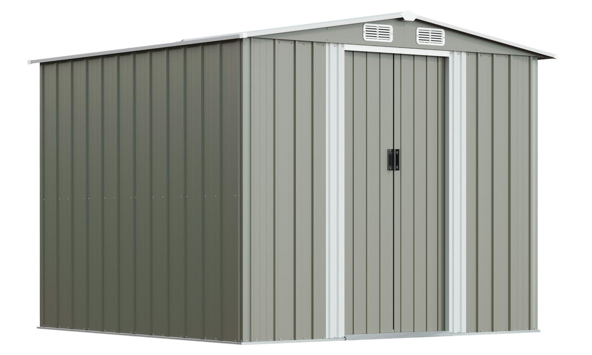 Devoko Metall Geräteschuppen 196x122x182cm mit Fundament, 4.2m³ Gerätehaus mit Oberlichte und Pultdach, Outdoor, Wetterfest, Fahrradschuppen, Gartenhaus für Terrasse, Rasen, Anthrazit