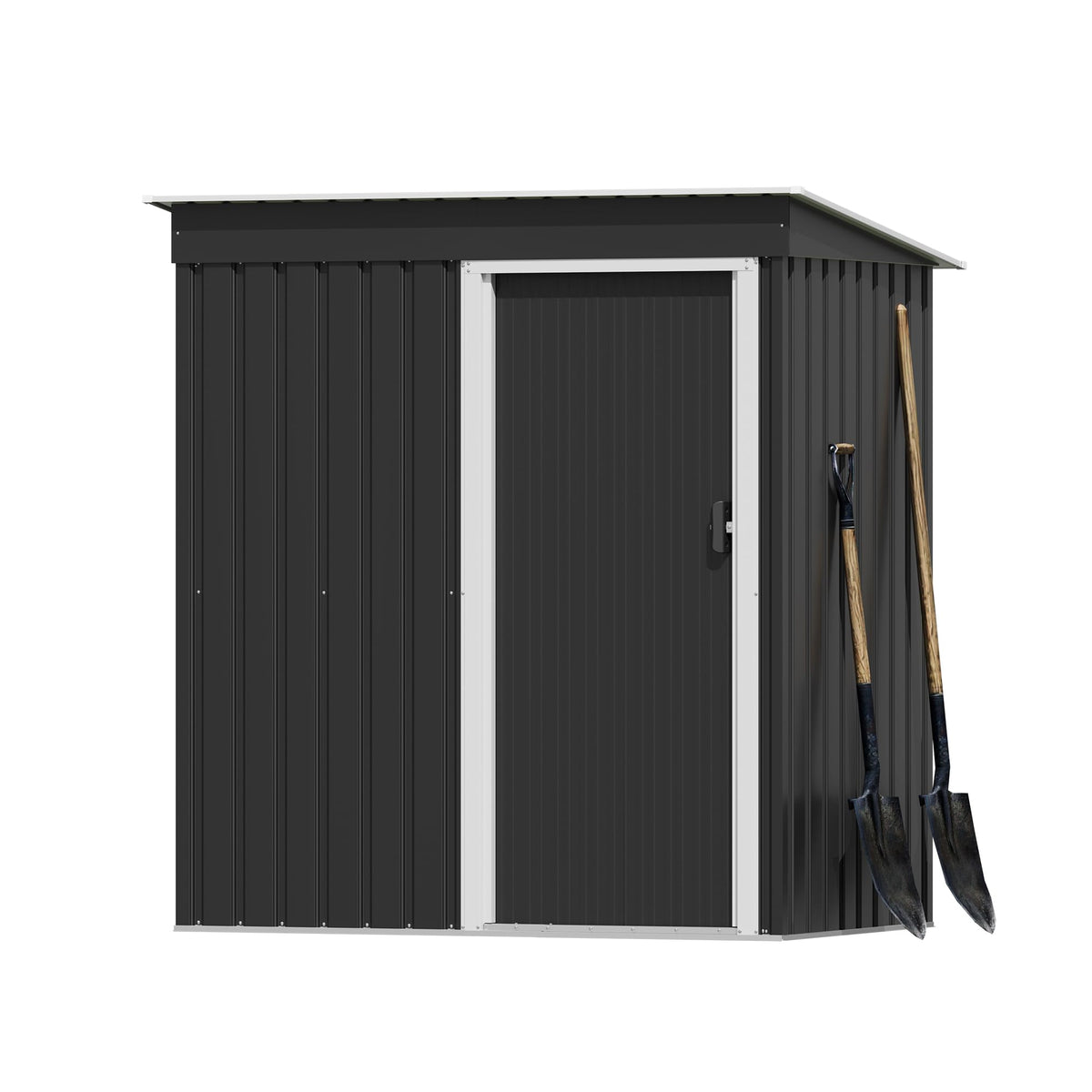 Devoko Metall Geräteschuppen 196x122x182cm mit Fundament, 4.2m³ Gerätehaus mit Oberlichte und Pultdach, Outdoor, Wetterfest, Fahrradschuppen, Gartenhaus für Terrasse, Rasen, Anthrazit