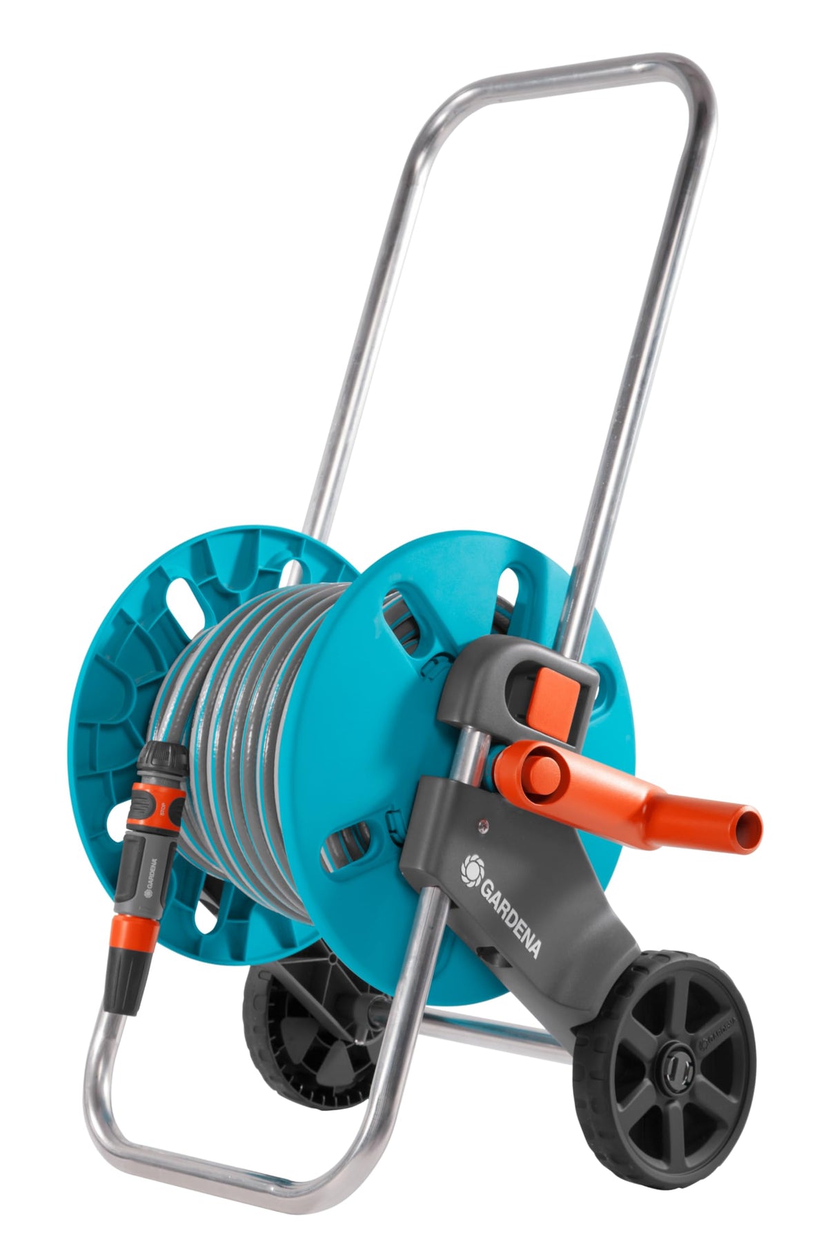 Gardena CleverRoll M Easy Metall Set: Schlauchwagen mit 60 m Kapazität, sehr standfest, stabile Schlauchführung, inkl. 25m Schlauch (18547-20)