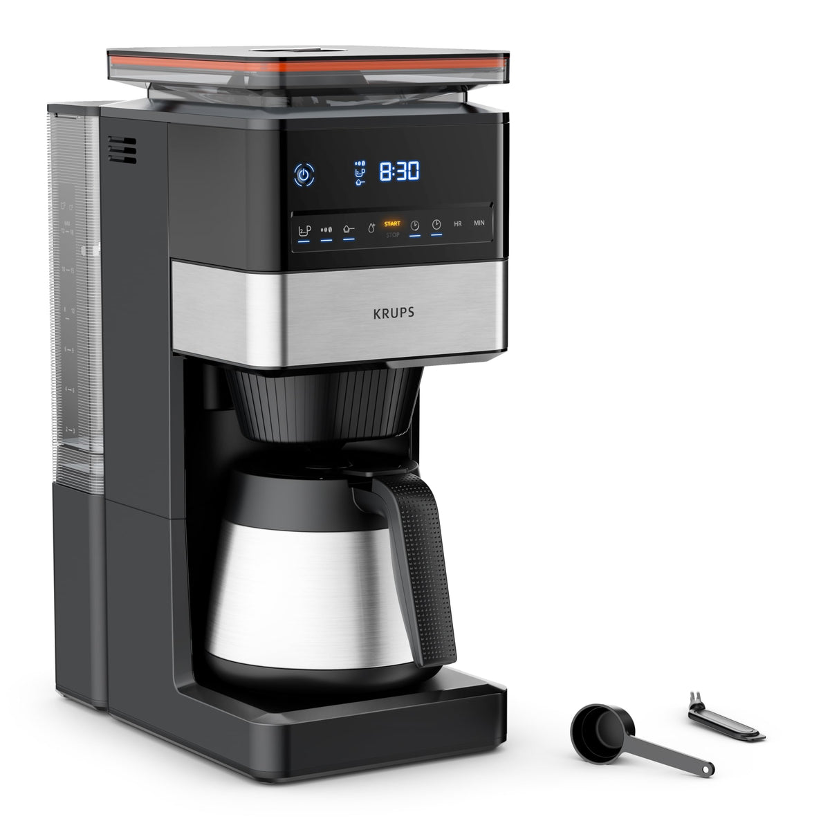 Krups Filterkaffeemaschine T8, 850 Watt, Kaffeemaschine mit automatische Abschaltung, 8-12 Tassen, 1l Wasserbehälter, beleuchteter Ein- Ausschalter, weiß, KM4682