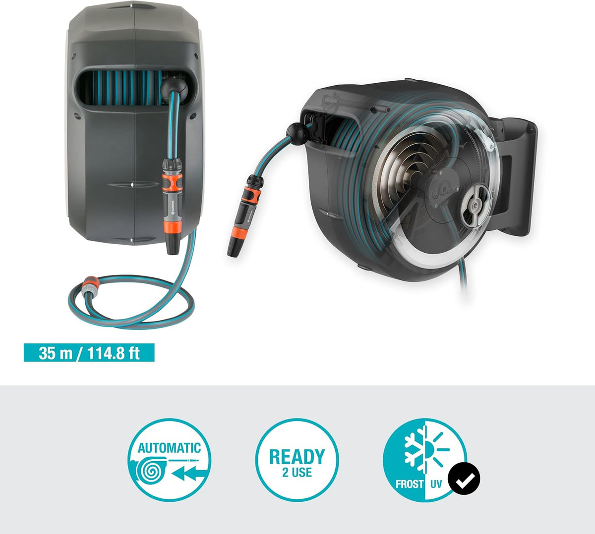 Gardena Wand-Schlauchbox Rollup XL, weiß, 35 m