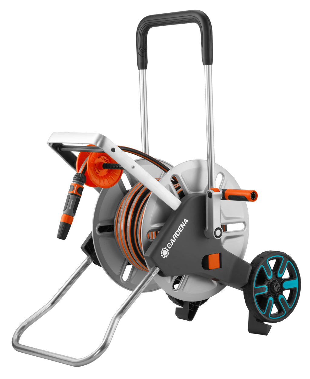 Gardena CleverRoll M Easy Set: Schlauchwagen mit bis zu 60 m Kapazität, besonders standfest, mit komfortabler Schlauchführung in robustem Metallrahmen, Nachtropfstopp (18517-20)