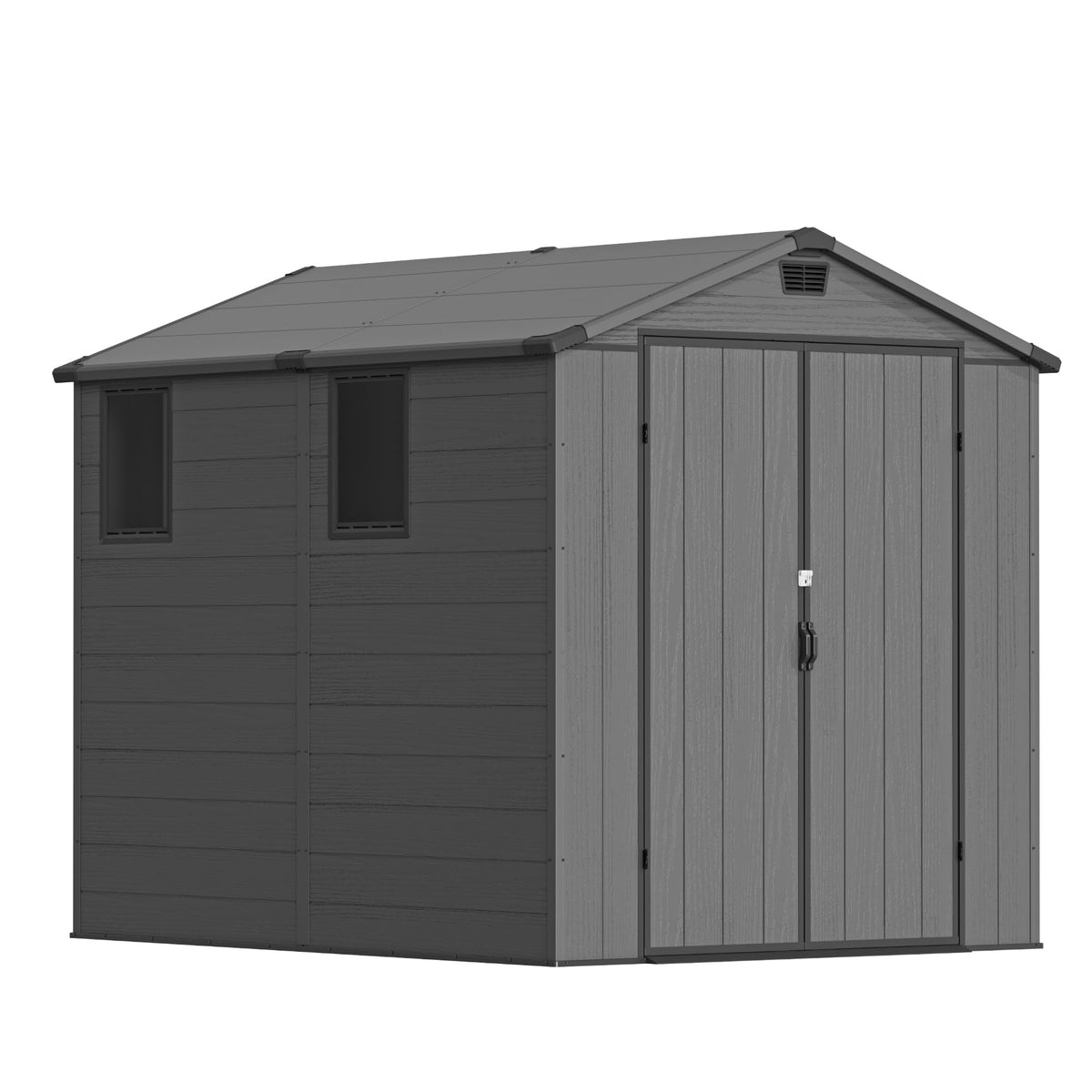 Devoko Gartenhaus Kunststoff 116x116x171cm Gerätehaus mit Boden, Dunkelgrau