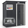 Juskys Geräteschuppen Metall XL – Gartenhaus & Gerätehaus mit Schiebetür, Fundamentrahmen & Schloss, wetterfester Gartenschrank zur Aufbewahrung – Dunkelgrau