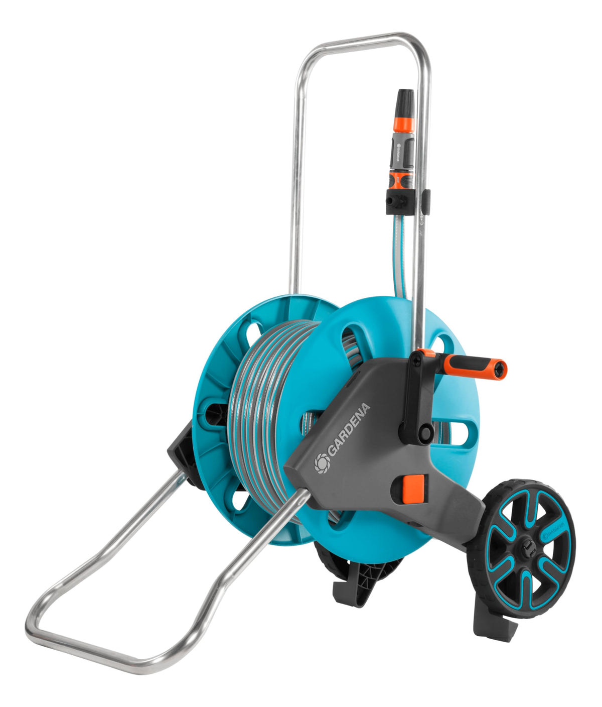 Gardena CleverRoll M Easy Metall Set: Schlauchwagen mit 60 m Kapazität, sehr standfest, stabile Schlauchführung, inkl. 25m Schlauch (18547-20)