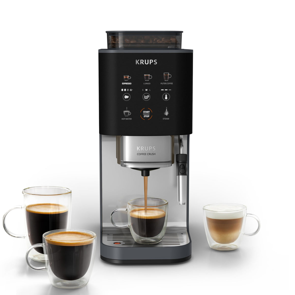 KRUPS Coffee Crush Extra Kaffeevollautomat, nur 15 cm breit, Beige