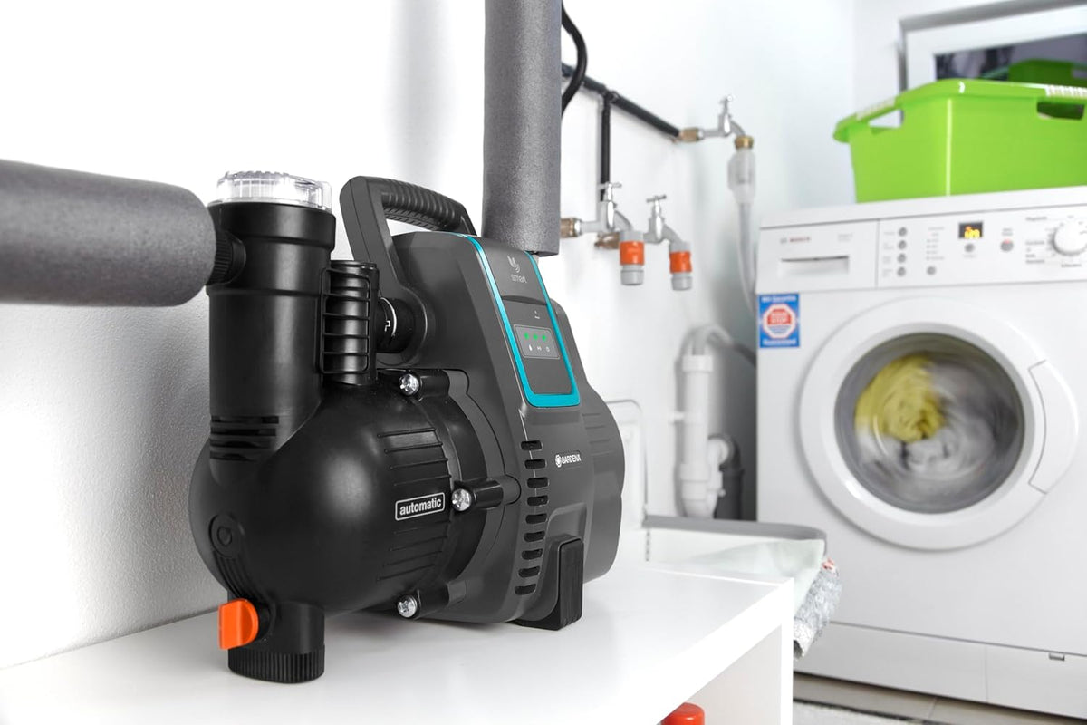 Gardena smart Pressure Pump: Hauswasserautomat via App/Tablet steuerbar, Fördermenge 5000 l/h, wartungsfrei, integrierter Vorfilter, 8 m max. Ansaughöhe, Trockenlaufsicherung (19080-20)