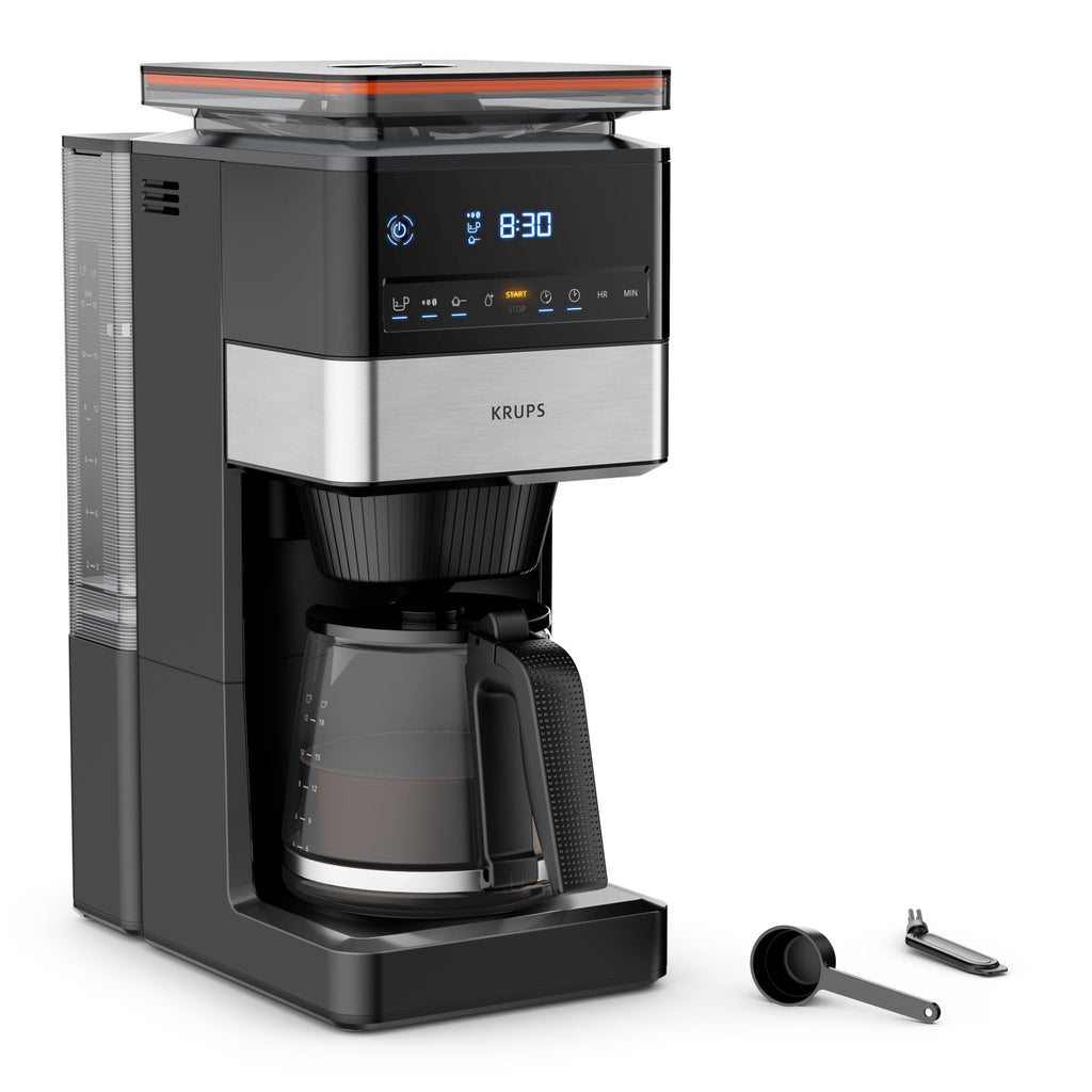 Krups Filterkaffeemaschine T8, 850 Watt, Kaffeemaschine mit automatische Abschaltung, 8-12 Tassen, 1l Wasserbehälter, beleuchteter Ein- Ausschalter, weiß, KM4682