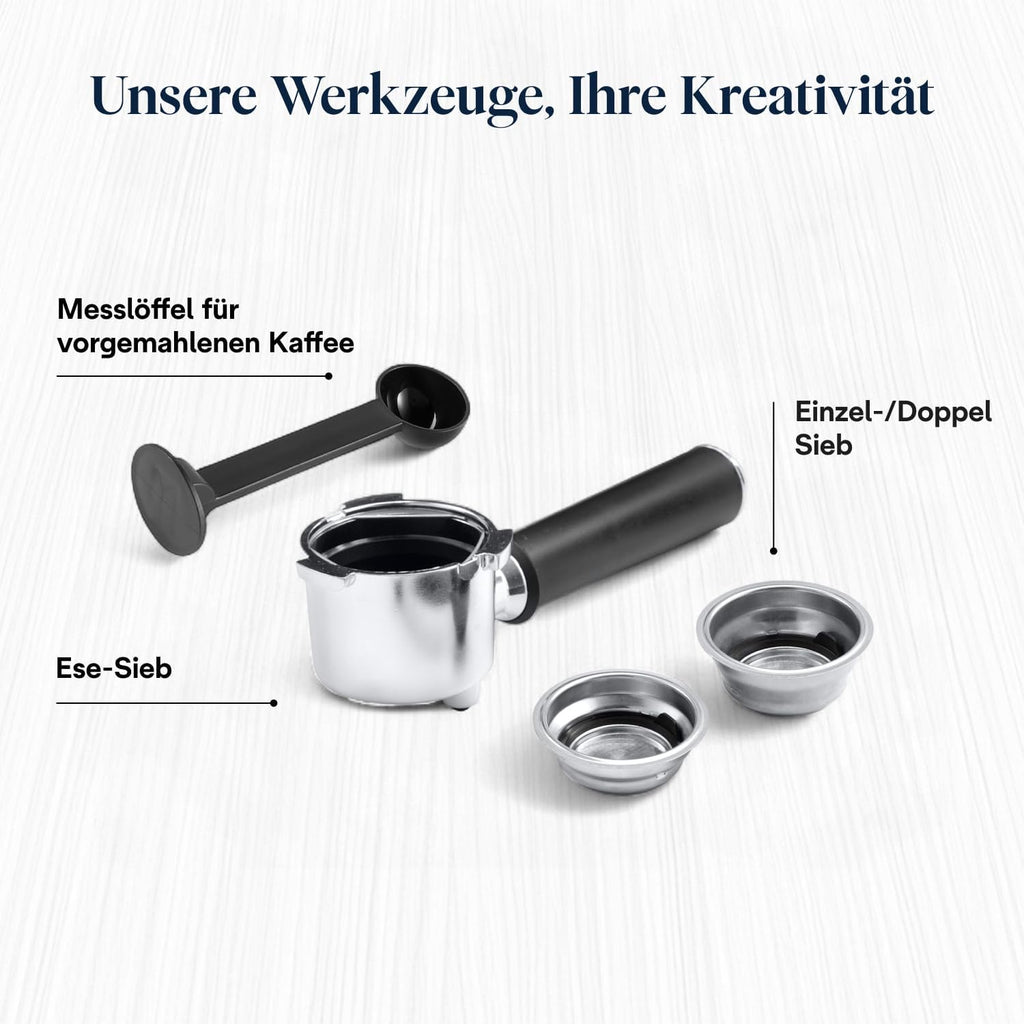 De'Longhi Dedica Style EC 685.BK Espresso Filter Holder Espresso Machine with Professional Milk Foam Nozzle 15 cm Wide 1 Litre Water Tank Full Metal Casing E.S.E Pads Black