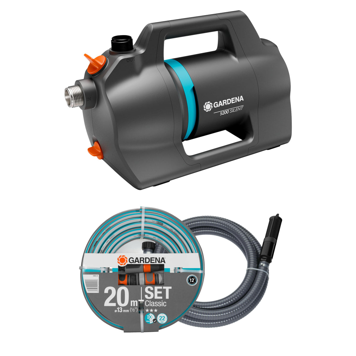 Gardena Gartenpumpe 5200 Silent Pumpen: 26% mehr Wasserdurchfluss bei gleichem Energieverbrauch im Vergleich zum Vorgänger-Modell*, Leise im Betrieb (09084-20)
