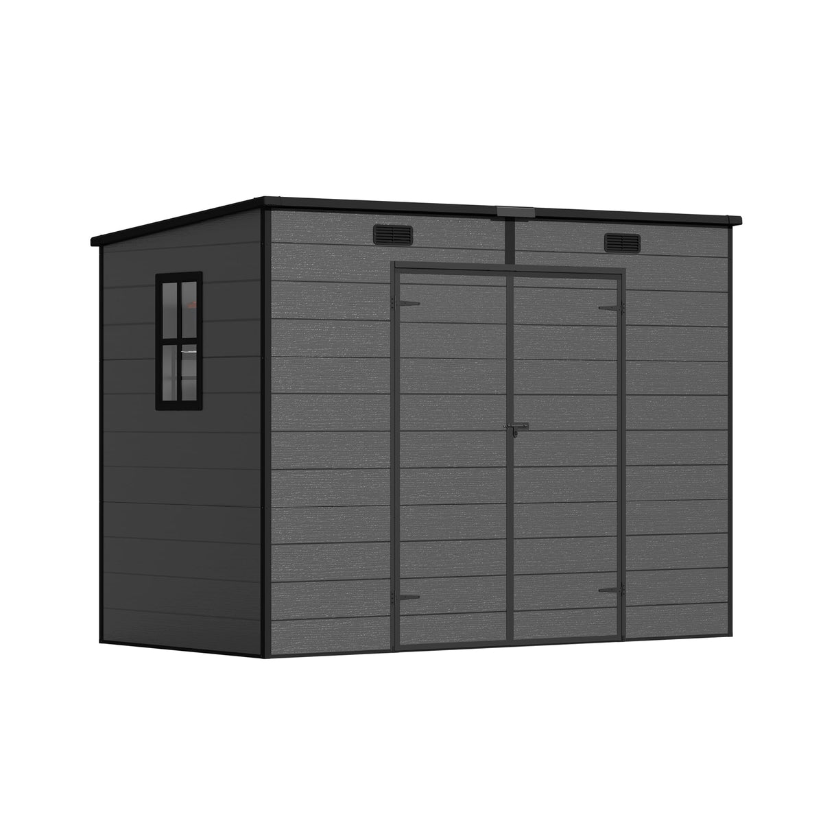 Devoko Gartenhaus Kunststoff 116x116x171cm Gerätehaus mit Boden, Dunkelgrau