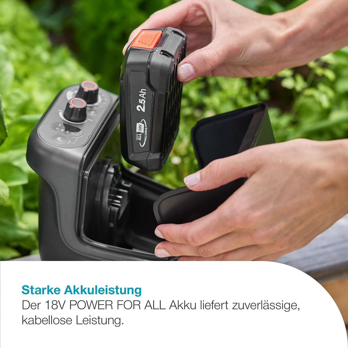 Gardena Akku-Regenfasspumpe 2400 ComfortAutomatic 18V P4A Ready-To-Use Set: Automatikfunktion, Leistungseinstellung, Timerfunktion, Konstanter Druck, Kabellos (14605-20)