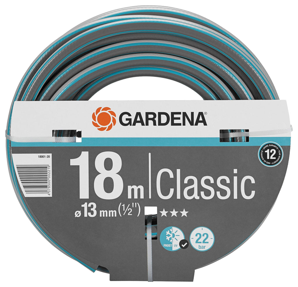 Gardena Classic Schlauch 13 mm (1/2 Zoll), 50 m ohne systemteile: Universeller Gartenschlauch aus robustem Kreuzgewebe, 22 bar Berstdruck, druck- und UV-beständig (18010-20), grau/blau