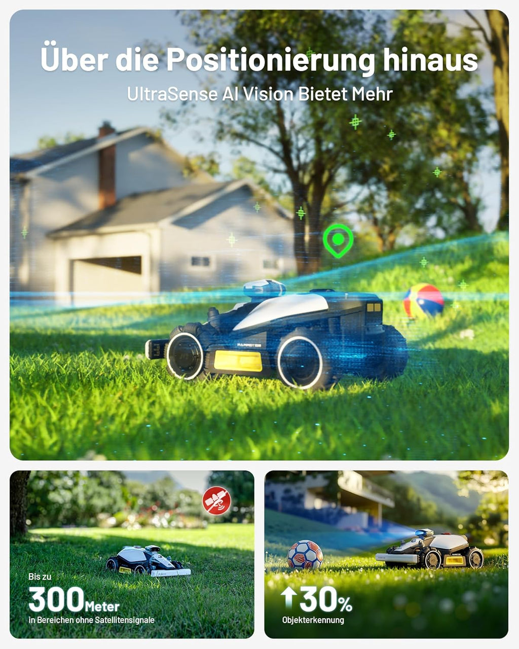 MAMMOTION LUBA mini AWD 800, 800m², Ohne Kabel, NetRTK+Vision, 4G, 80% Steigung