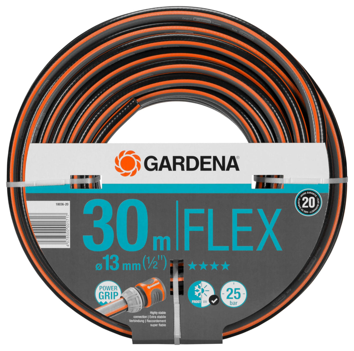 Gardena Comfort FLEX Schlauch 13 mm (1/2 Zoll), 50 m: Formstabiler, flexibler Gartenschlauch mit Power-Grip-Profil, aus hochwertigem Spiralgewebe, 25 bar Berstdruck, ohne Systemteile (18039-20)