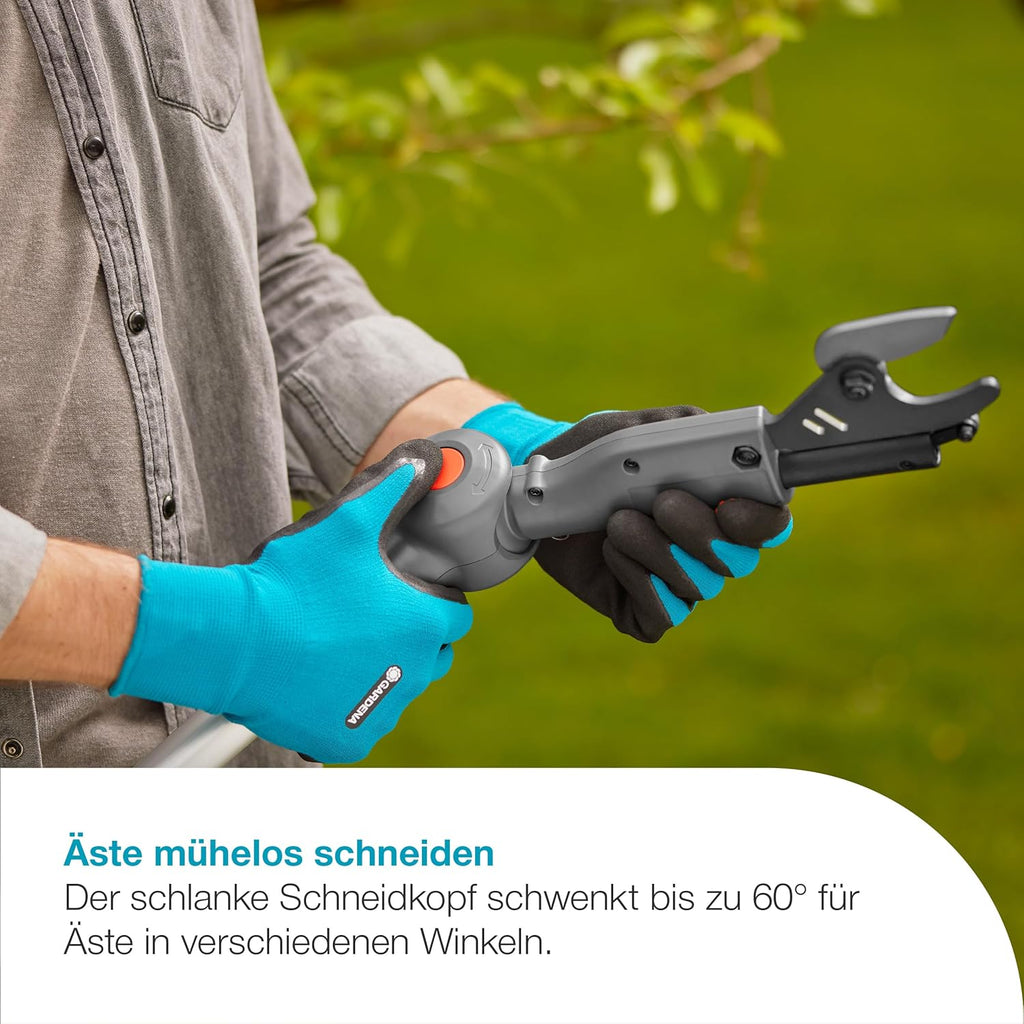 Gardena Akku-Teleskop-Baumschere HighCut 360/18V P4A ohne Akku: Astschere mit Teleskopstiel für Zweige in bis zu 5 m Höhe,schwenkbarer Schneidkopf, ergonomischer Griff, LED-Anzeige (14776-55)