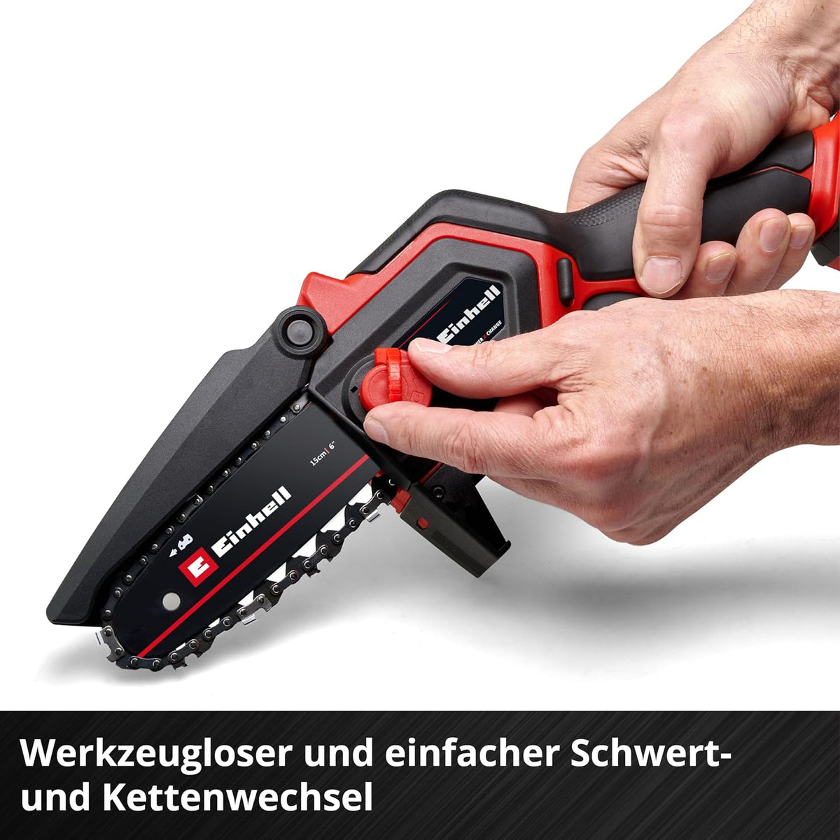 Einhell Akku-Astkettensäge GE-PS 18/15 Li BL Kit Power X-Change (18 V, Brushless, 12,5 cm Schnittlänge, werkzeugloser Schwert-/Kettenwechsel, inkl. 2,5 Ah Akku, Ladegerät, E-Case S-F)