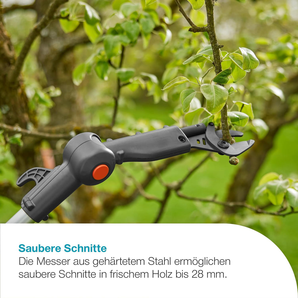 Gardena Akku-Teleskop-Baumschere HighCut 360/18V P4A ohne Akku: Astschere mit Teleskopstiel für Zweige in bis zu 5 m Höhe,schwenkbarer Schneidkopf, ergonomischer Griff, LED-Anzeige (14776-55)