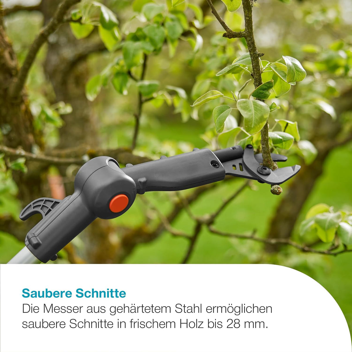 Gardena Akku-Teleskop-Baumschere HighCut 360/18V P4A ohne Akku: Astschere mit Teleskopstiel für Zweige in bis zu 5 m Höhe,schwenkbarer Schneidkopf, ergonomischer Griff, LED-Anzeige (14776-55)
