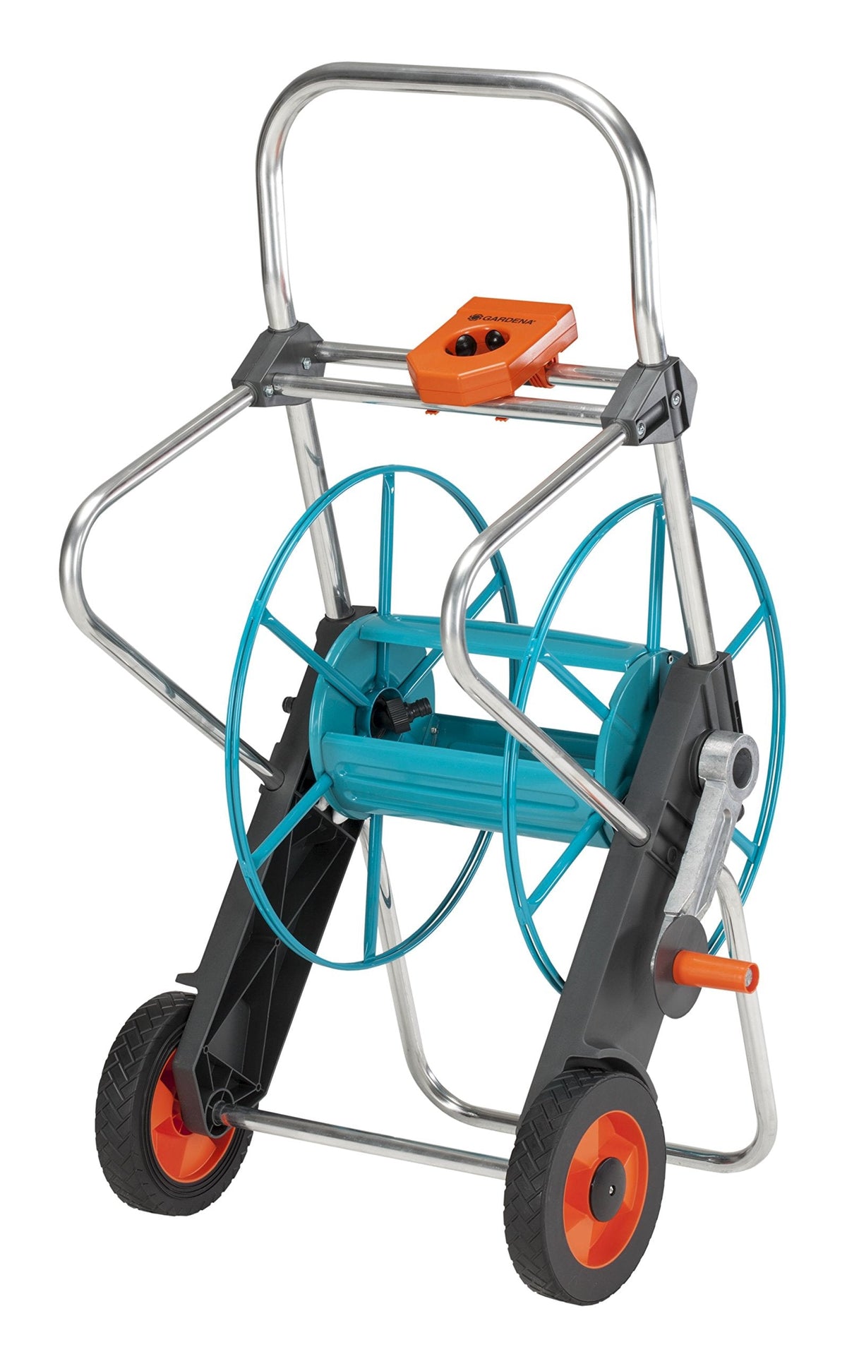 Gardena CleverRoll M Easy Set: Schlauchwagen mit bis zu 60 m Kapazität, besonders standfest, mit komfortabler Schlauchführung in robustem Metallrahmen, Nachtropfstopp (18517-20)