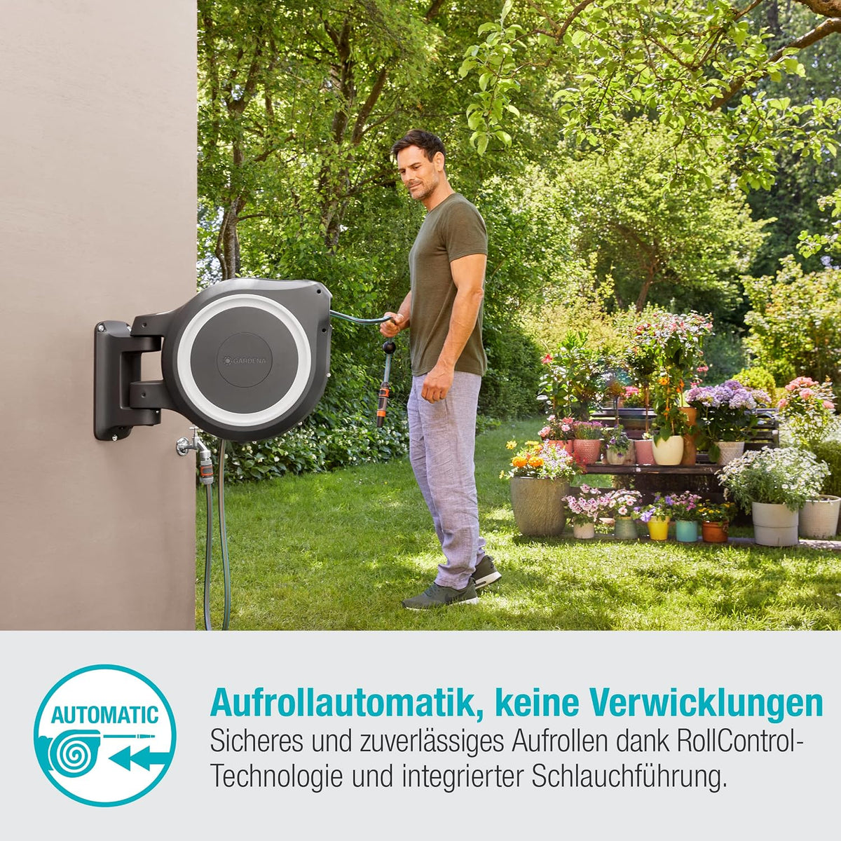 Gardena Wand-Schlauchbox Rollup XL, weiß, 35 m