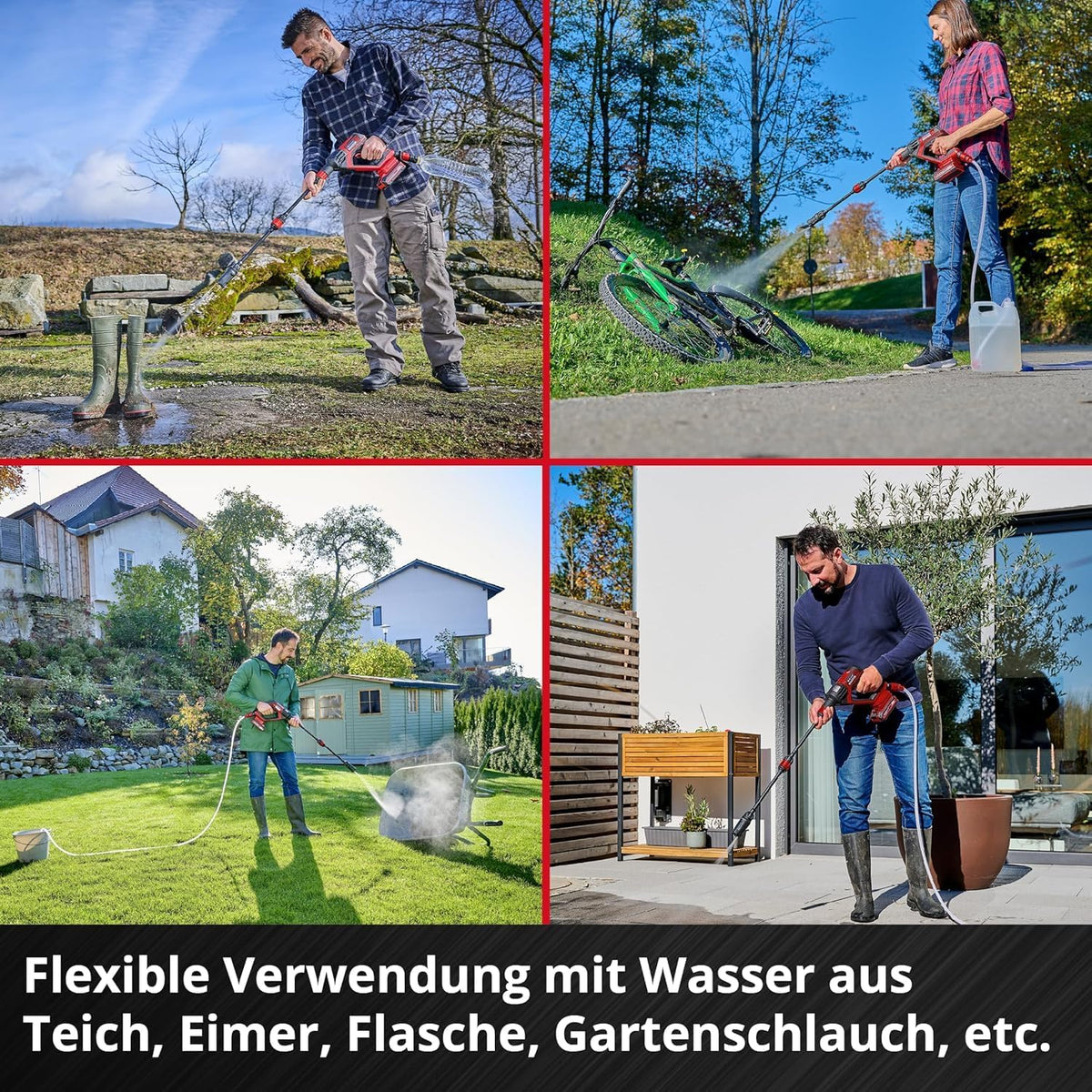 Einhell HYPRESSO 18/24-1 Akku-Druckwaschergun, 24 bar, 240 L/h, PXC, Solo, Rot